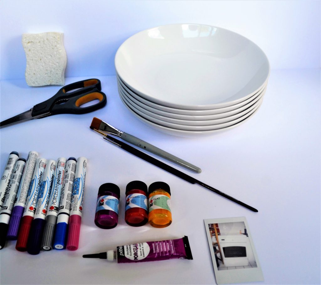 matériel diy assiette déco peinture